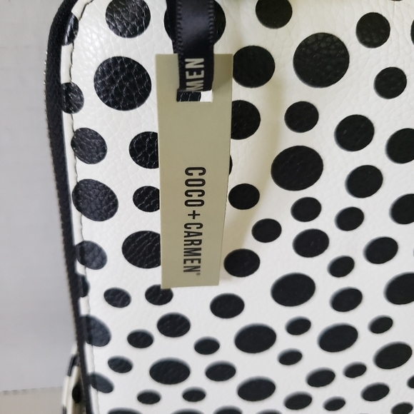 NWT,Coco & Carmen Womans Mini White/Black Polka-dot Crossbody Bag. - Picture 5 of 9